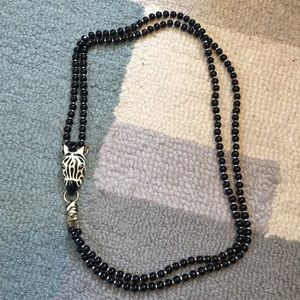 Enamel zebra necklace